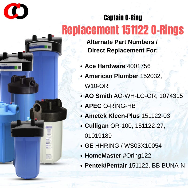 Captain O-Ring حلقة كابتن O - بديل 151122 حلقات O متوافقة مع فلاتر المياه Pentair Pentek Big Blue OEM حجم ORing Buna-N (3 عبوات) - Image 2